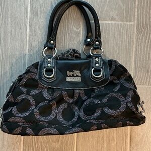 Coach Black and Silver Madison Sabrina Satchel Bag